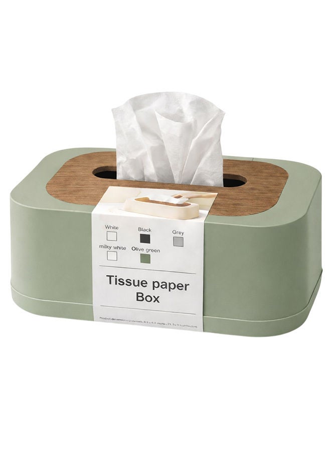 Olive Green Modern Tissue Box Cover with Lid – Decorative Rectangular Tissue Holder for Bathroom, Living Room, Bedroom & Office